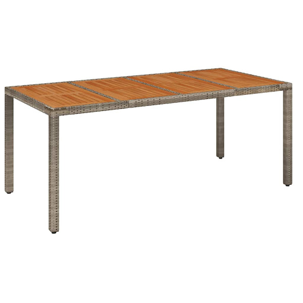 Gartentisch Grau mit Holzplatte 190x90 cm