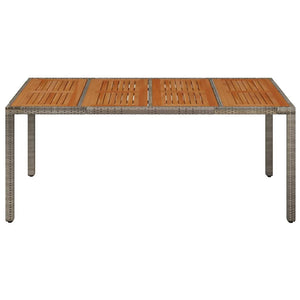 Gartentisch Grau mit Holzplatte 190x90 cm