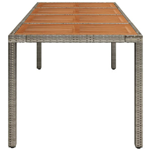 Gartentisch Grau mit Holzplatte 190x90 cm