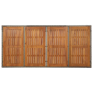 Gartentisch Grau mit Holzplatte 190x90 cm