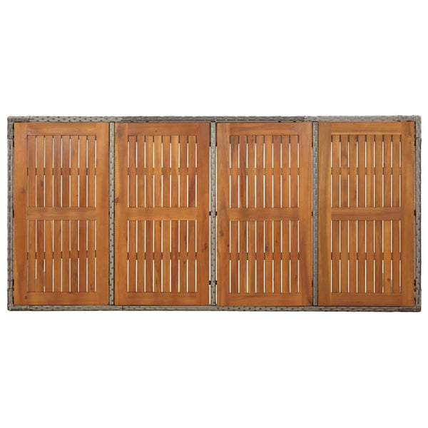 Gartentisch Grau mit Holzplatte 190x90 cm