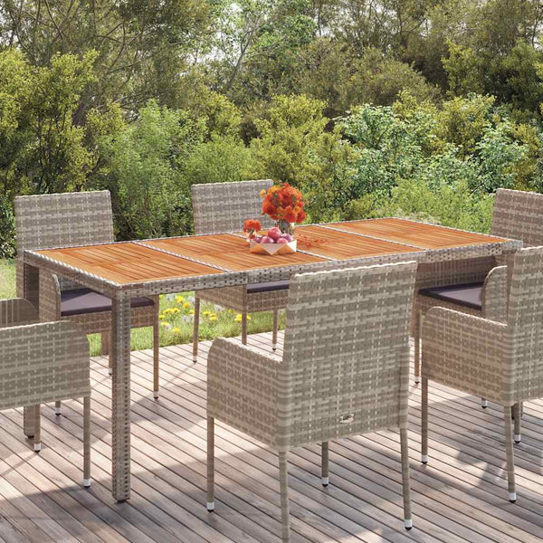 Gartentisch Grau mit Holzplatte 190x90 cm
