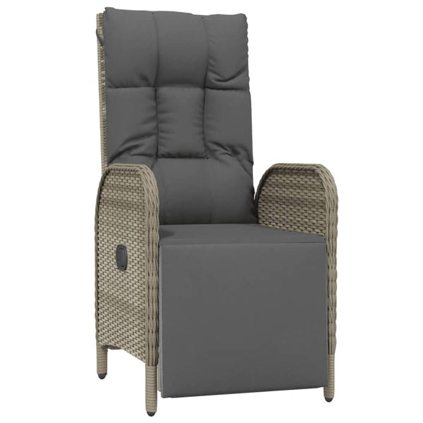 Garten Relaxstühle 2er Set mit Tisch Grau Rattan