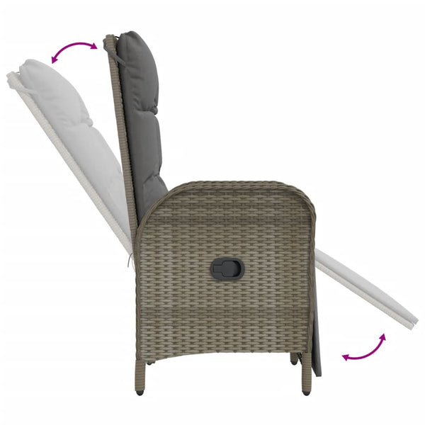 Garten Relaxstühle 2er Set mit Tisch Grau Rattan