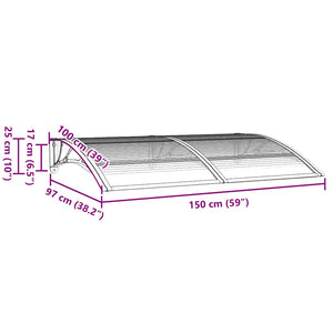 Türvordach Grau 150x100 cm Polycarbonat