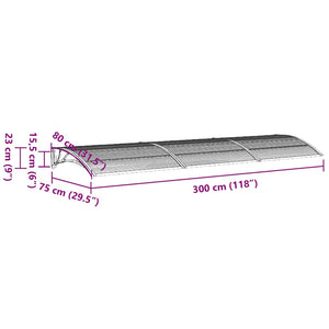Türvordach Schwarz 300x75 cm Polycarbonat