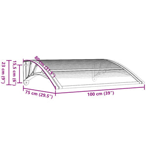 Türvordach Schwarz 100 x 75 cm Polycarbonat