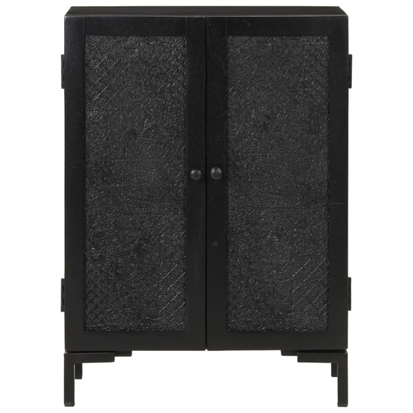 Schwarzes Mango Massivholz Sideboard 55cm