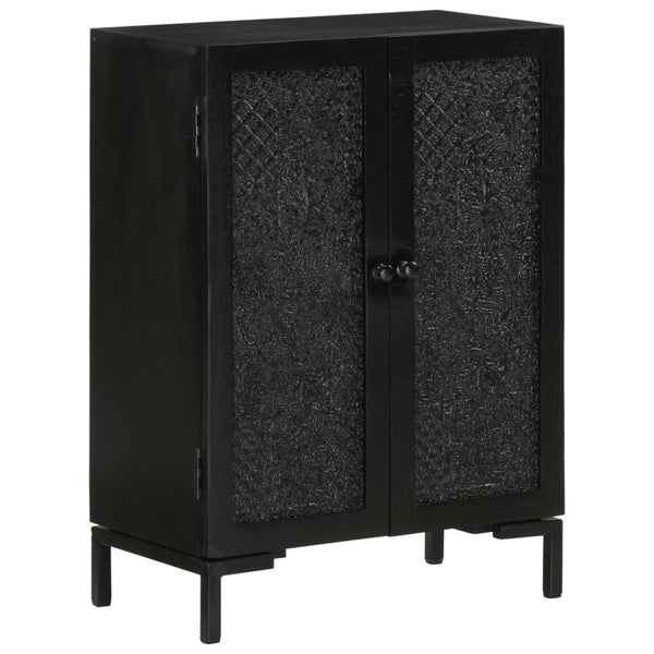 Schwarzes Mango Massivholz Sideboard 55cm