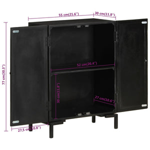Schwarzes Mango Massivholz Sideboard 55cm