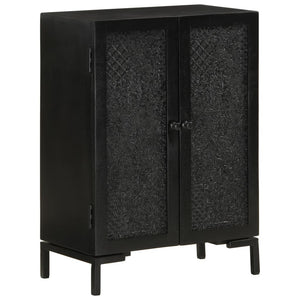 Schwarzes Mango Massivholz Sideboard 55cm