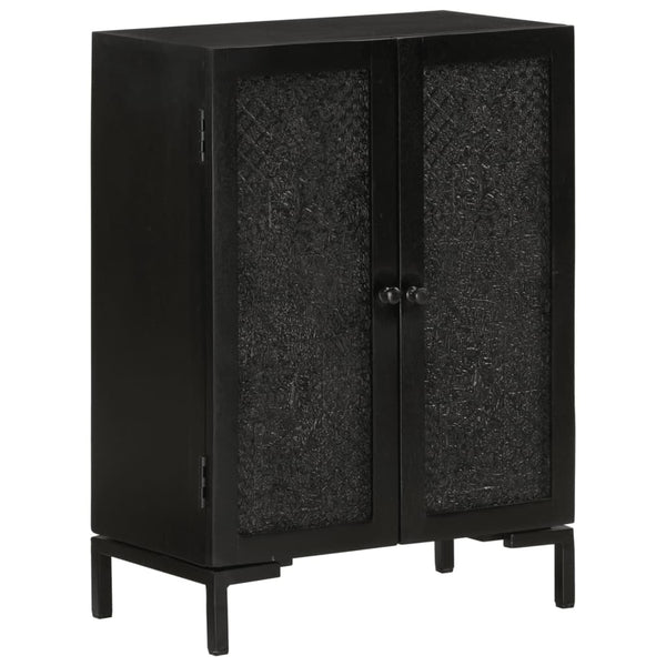 Schwarzes Mango Massivholz Sideboard 55cm