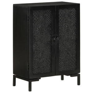 Schwarzes Mango Massivholz Sideboard 55cm