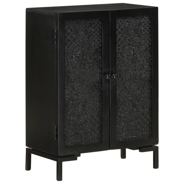 Schwarzes Mango Massivholz Sideboard 55cm