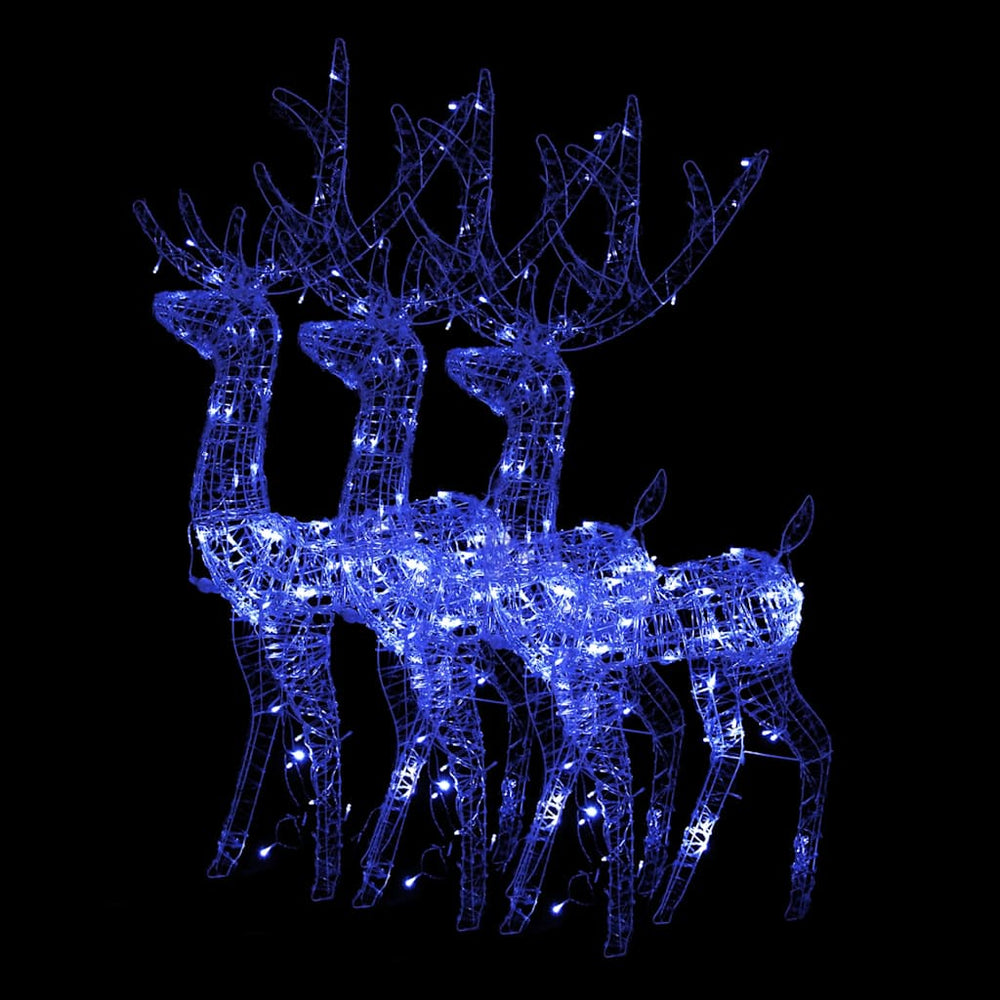 LED-Rentiere 3 Stk. Acryl 120 cm Blau