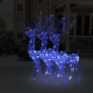 LED-Rentiere 3 Stk. Acryl 120 cm Blau