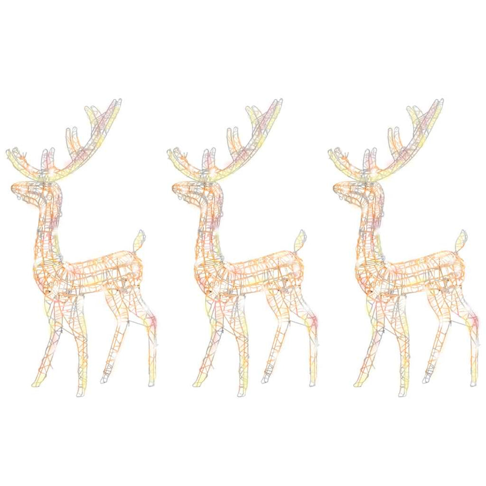 Rentier Weihnachtsdekoration Acryl 3 Stk. 120 cm Mehrfarbig