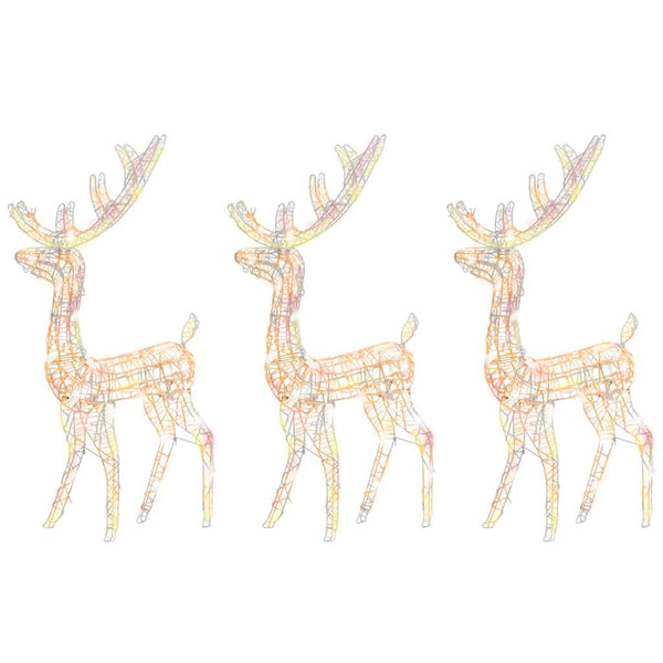 Rentier Weihnachtsdekoration Acryl 3 Stk. 120 cm Mehrfarbig