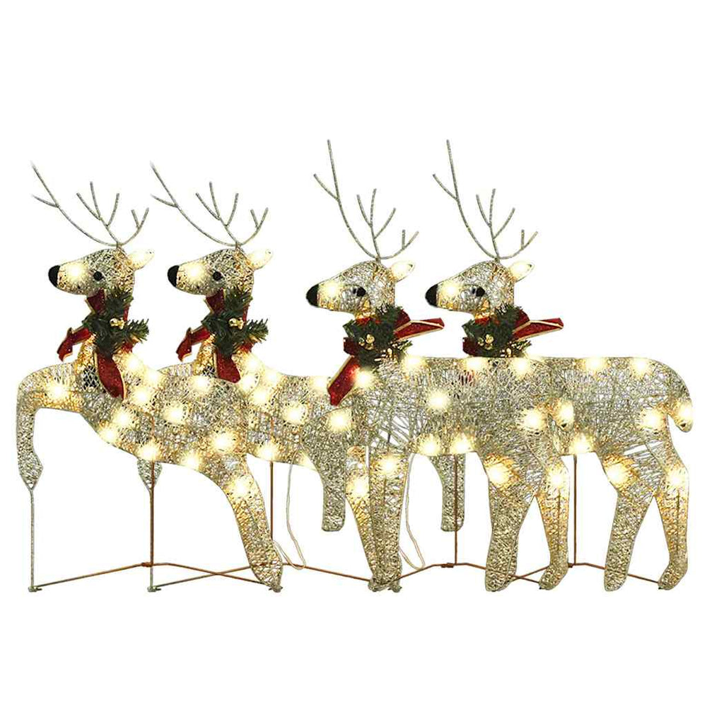 LED-Rentiere 4 Stk. Golden 80 LEDs