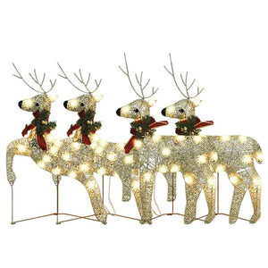 LED-Rentiere 4 Stk. Golden 80 LEDs