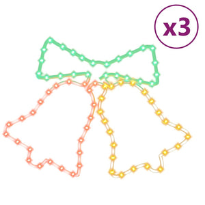 LED-Silhouetten 3 Stk. Weihnachtsglocken mit 72 LEDs 50x56 cm