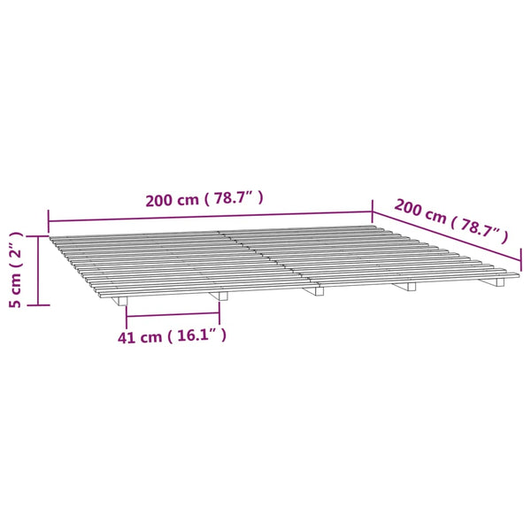 Massivholzbett Kiefer Schwarz 200x200 cm