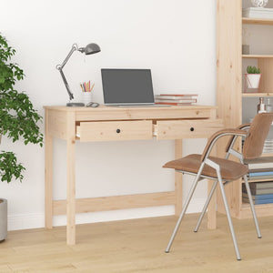 Massivholz Schreibtisch mit Schubladen, 100 cm