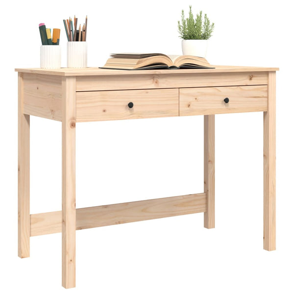 Massivholz Schreibtisch mit Schubladen, 100 cm