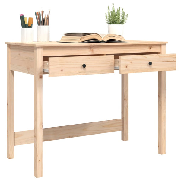 Massivholz Schreibtisch mit Schubladen, 100 cm