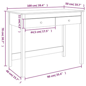 Massivholz Schreibtisch mit Schubladen, 100 cm