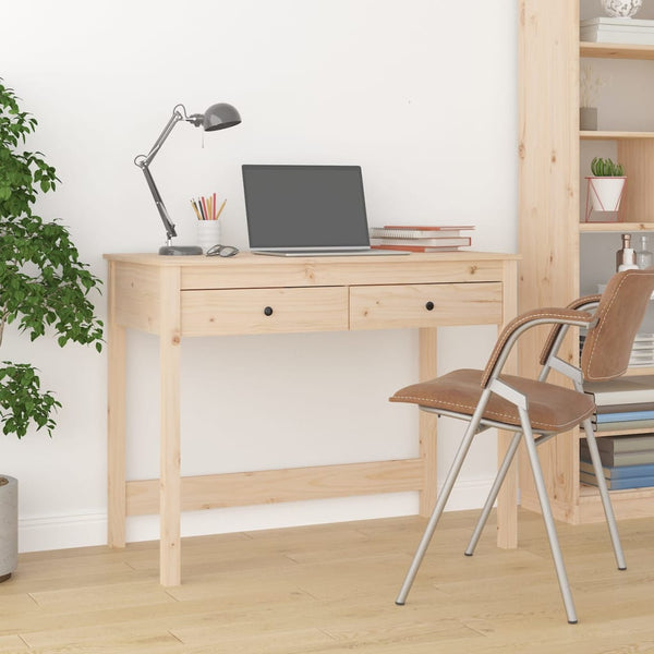 Massivholz Schreibtisch mit Schubladen, 100 cm