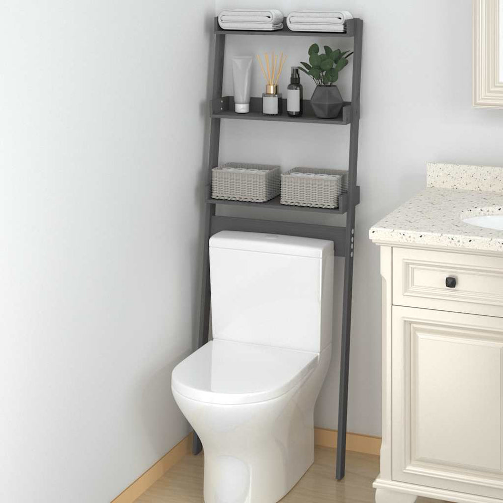 Toilettenregal Grau Kiefer Massivholz