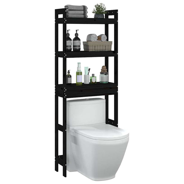Schwarzes Toilettenregal Kiefer Massivholz