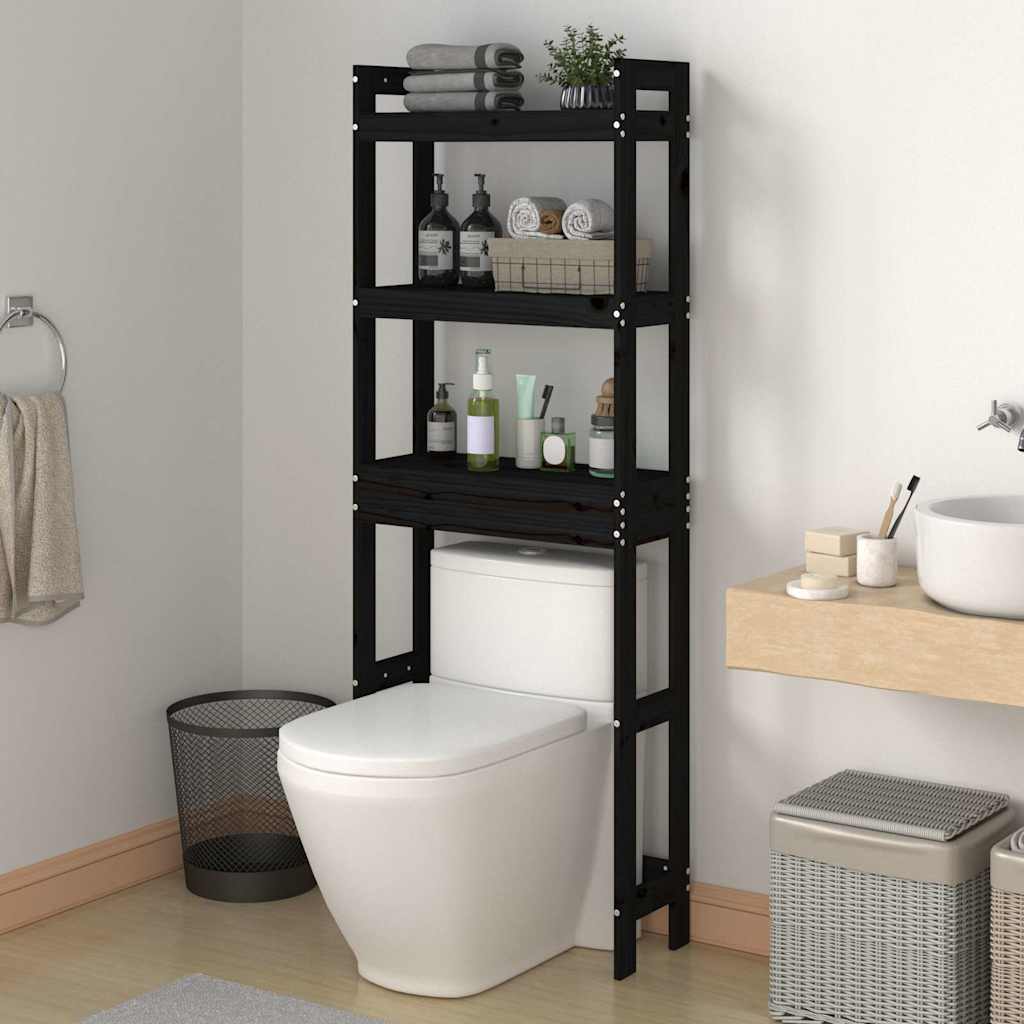 Schwarzes Toilettenregal Kiefer Massivholz