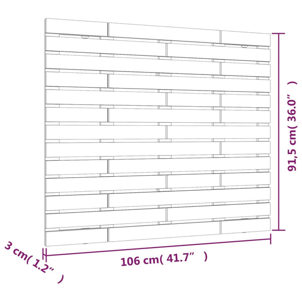 vidaXL Tête de lit murale Noir 106x3x91,5 cm Bois de pin massif