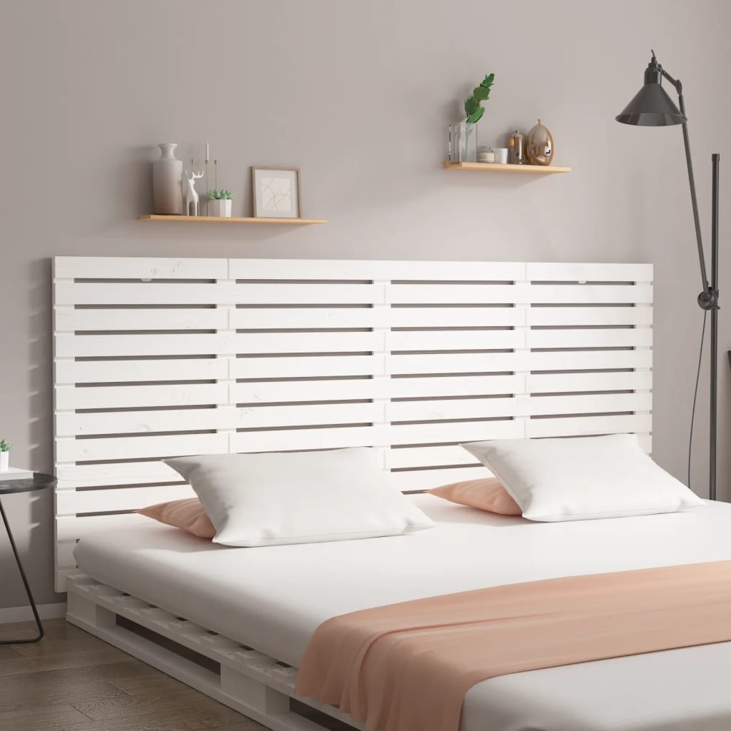 Wand Kopfteil Weiß 206cm Kiefer Massivholz