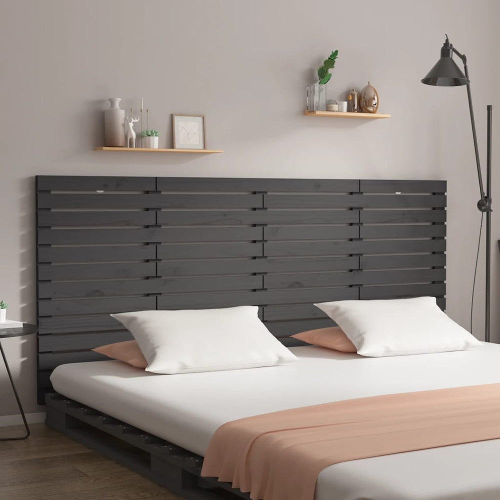 vidaXL Tête de lit murale Gris 206x3x91,5 cm Bois de pin massif