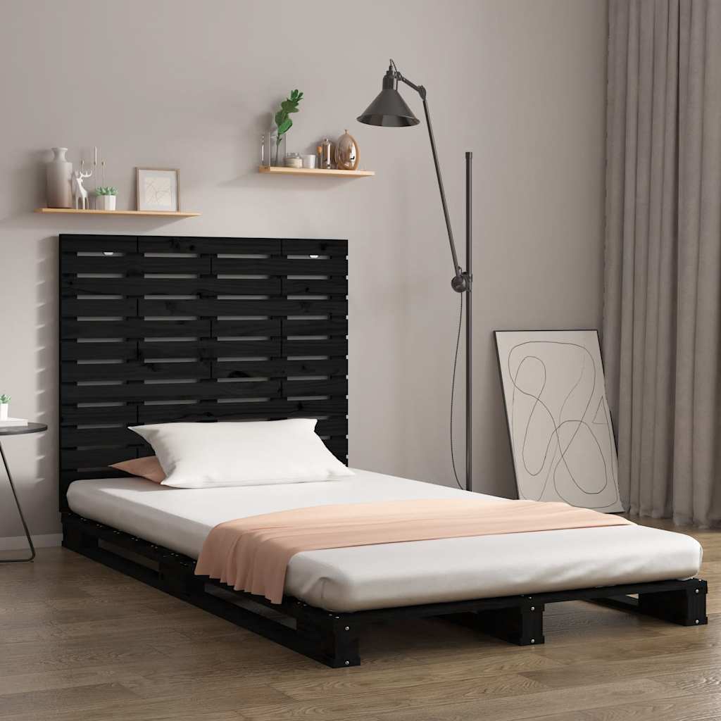Schwarzes Wandkopfteil 96cm Kiefer Massivholz