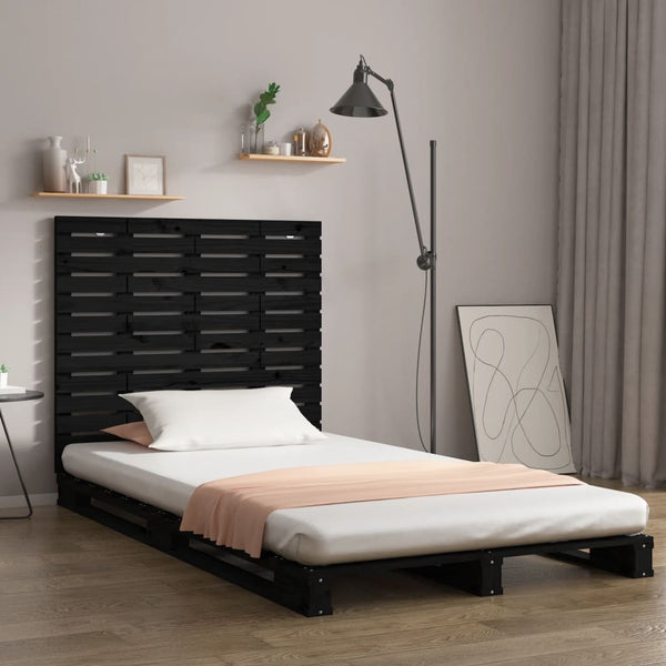 Schwarzes Wandkopfteil 126cm Kiefer Massivholz