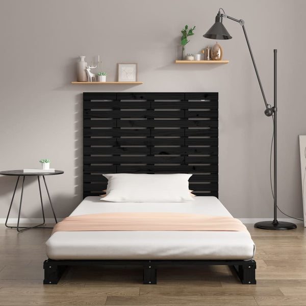 Schwarzes Wand-Kopfteil 146cm Kiefer Massivholz