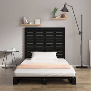 Schwarzes Wand-Kopfteil 81 cm Kiefer Massivholz