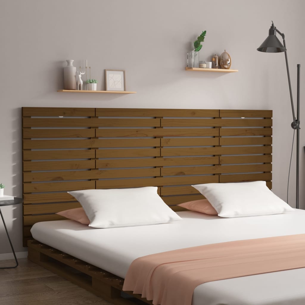 Wand Kopfteil Honigbraun 166cm Kiefer Massivholz