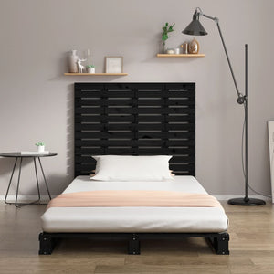 Schwarzes Wand-Kopfteil 141cm Massivholz