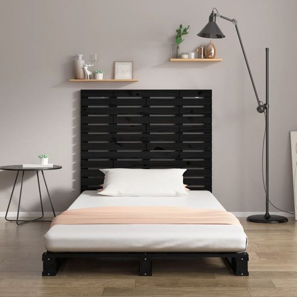 Schwarzes Wand-Kopfteil 141cm Massivholz