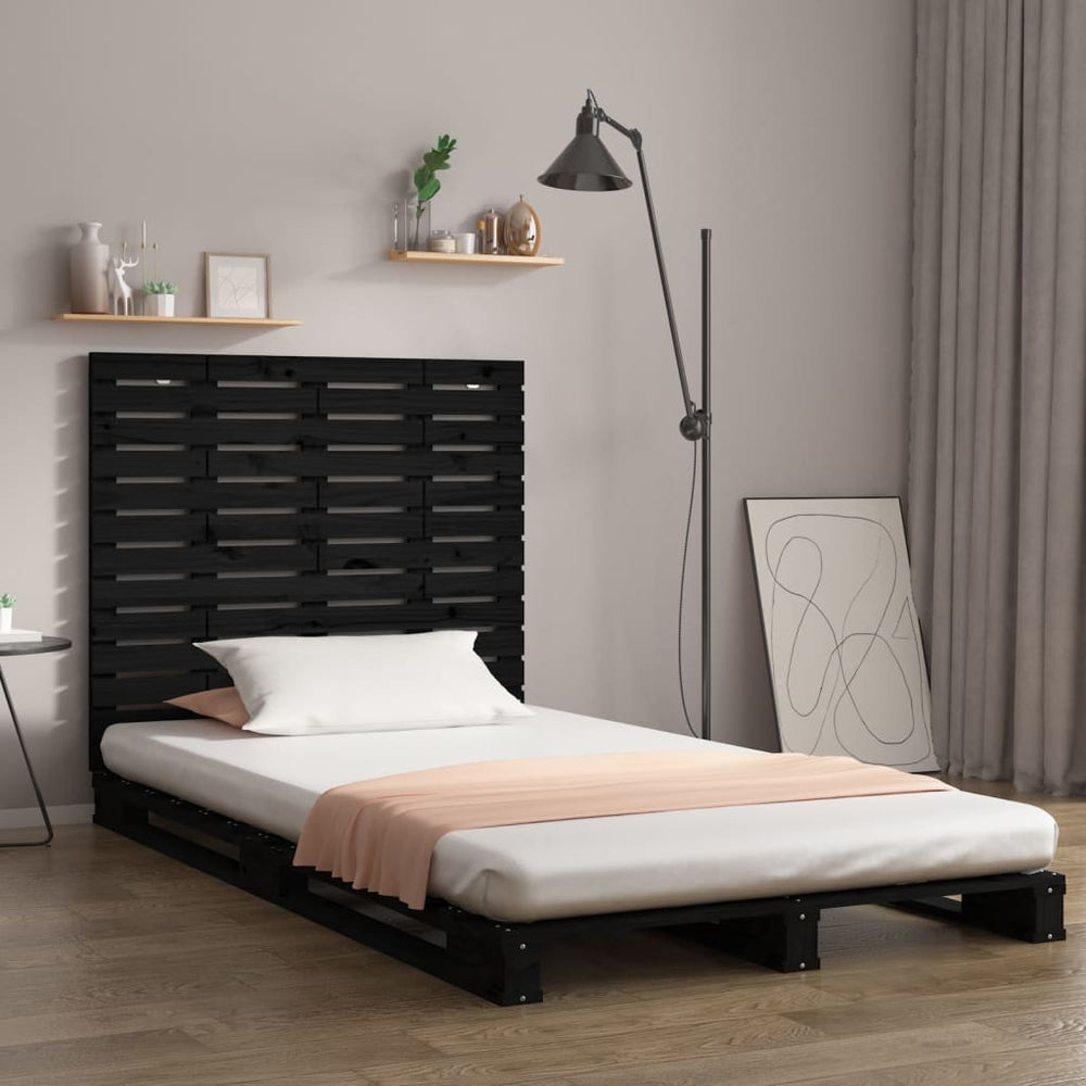 vidaXL Tête de lit murale Noir 141x3x91,5 cm Bois de pin massif