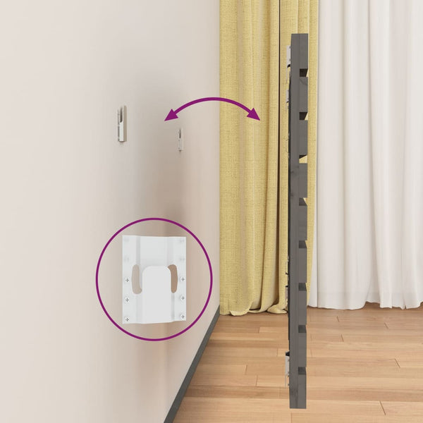 Wand Kopfteil Grau 106cm Kiefer Massivholz
