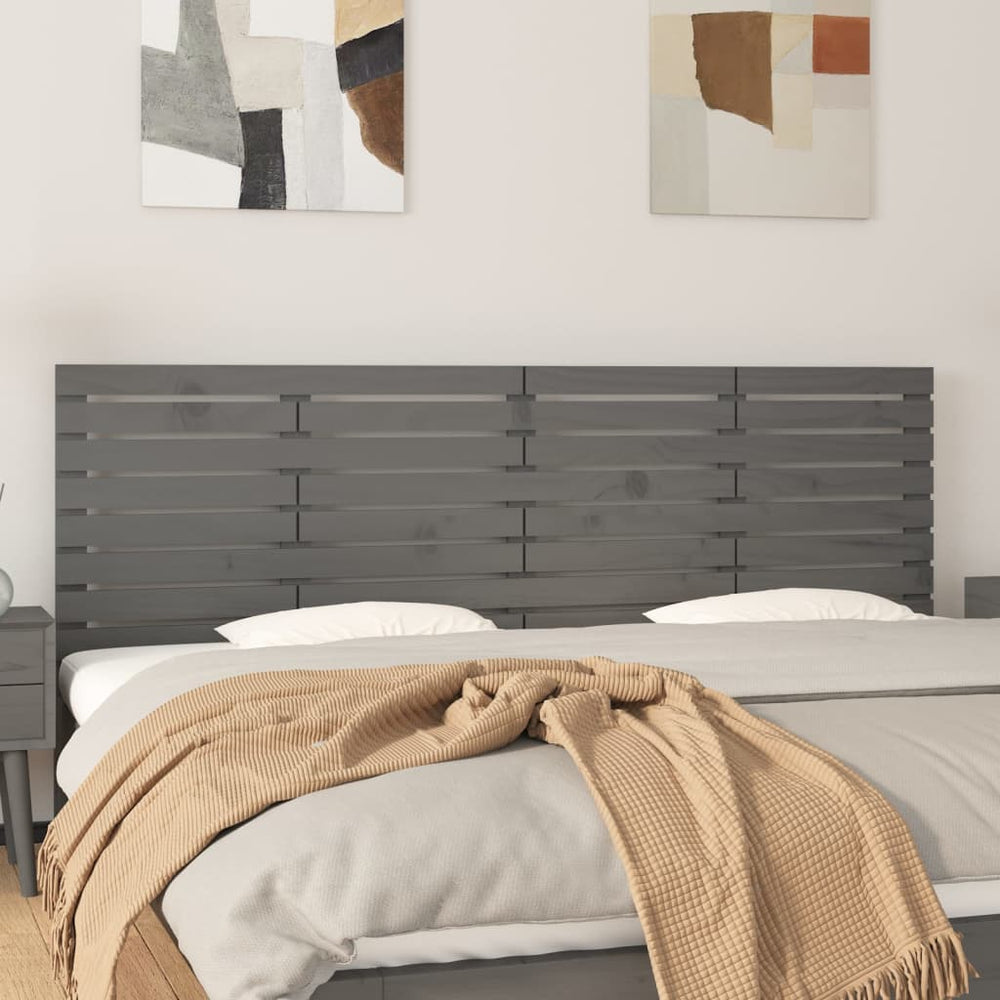 vidaXL Tête de lit murale Gris 206x3x63 cm Bois de pin massif