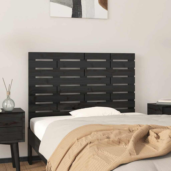 Schwarzes Wand-Kopfteil 96cm Massivholz