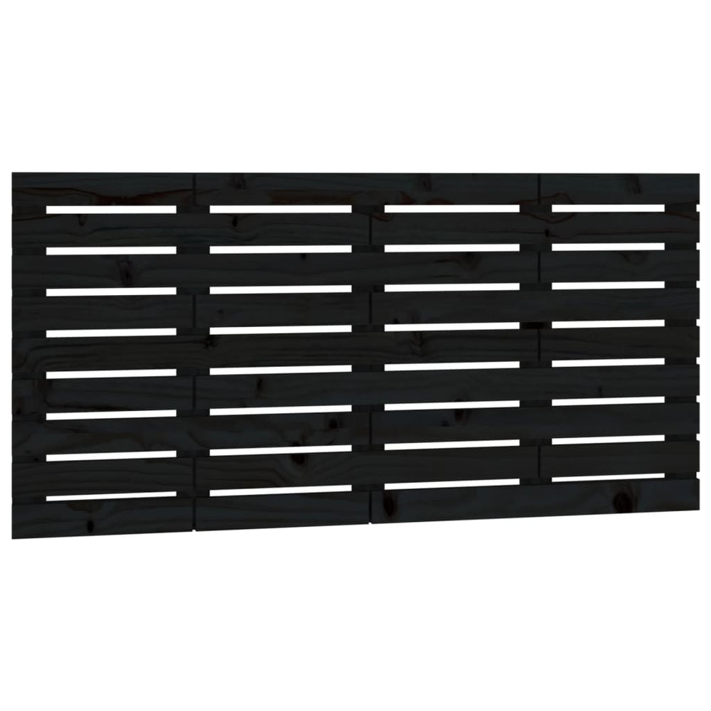 vidaXL Tête de lit murale noire 146x3x63 cm Bois de pin massif