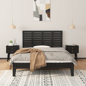 Schwarzes Wand-Kopfteil 156cm Kiefer Massivholz